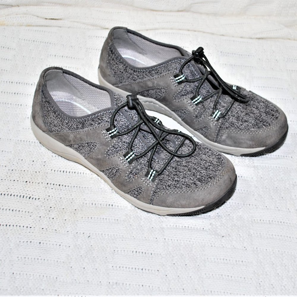 Dansko Holland Charcoal Suede Bungee Ties  Sz 37